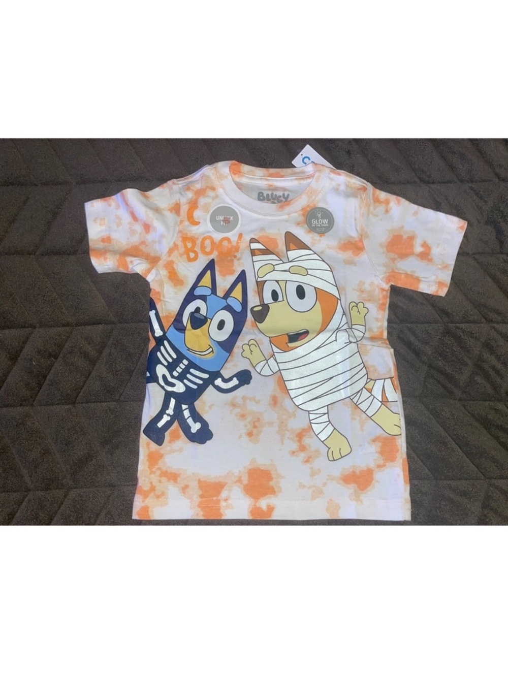 Carter's Orange & White Halloween Bluey Mummy Tee